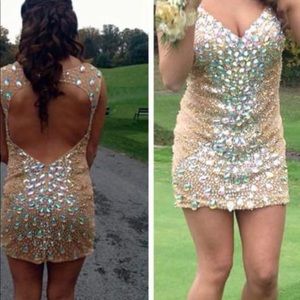 Gold iridescent diamond homecoming dress